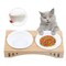 Kitcheniva Feeder Bowl Double Dog Cat Bamboo Elevated Stand Raised Dish Feeding Food Water